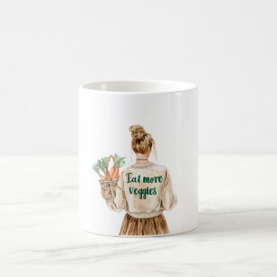 Taza De Café Chica Rubia Come Verduras Zanahorias