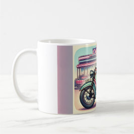 Taza De Café Chica rubia en bicicleta con su gato jengibre
