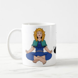 Taza De Café Chica Rubia Hermosa Postura de Yoga Loto Linda