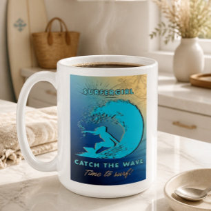 Taza De Café Chica surfista - Atrapa la ola