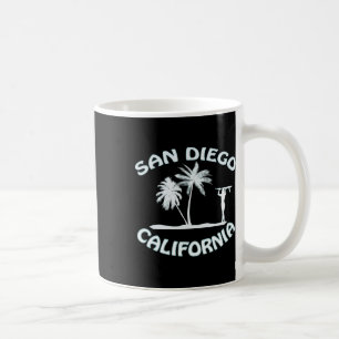 Taza De Café Chica surfista de playa de surf retro de San Diego