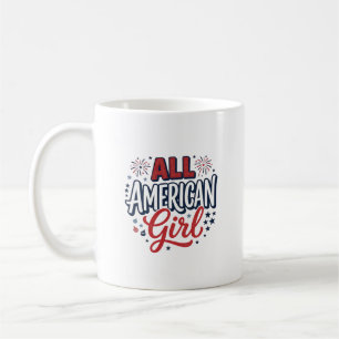 Taza De Café Chica totalmente americana Diseño vectorial vintag