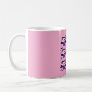 Taza De Café Chica vampiro linda patrón púrpura de Halloween