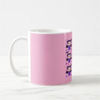 Taza De Café Chica vampiro linda patrón púrpura de Halloween