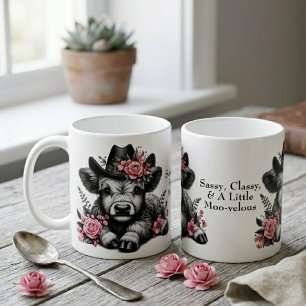 Taza De Café Chica Vaquera Vaquita Highland Con Texto