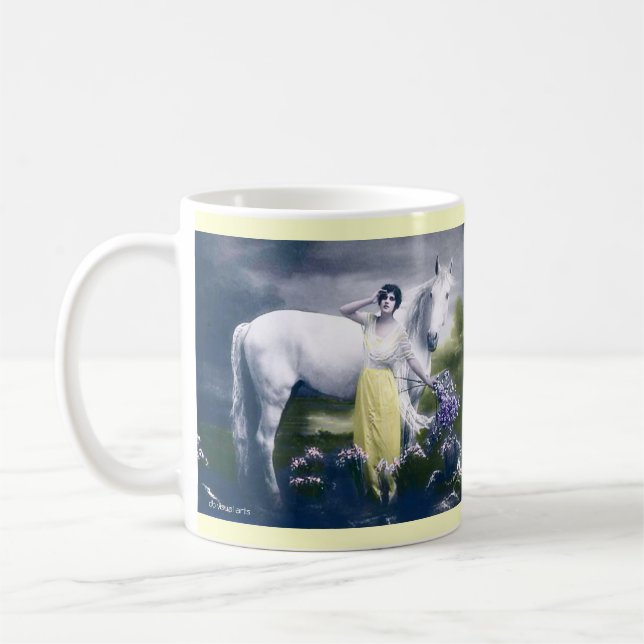 Taza De Café chica victoriano con caballo blanco (Izquierda)