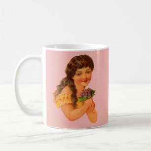 Taza De Café Chica victoriano sostiene violetas