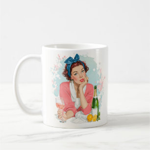 Taza De Café Chica Vintage con Champán Rosado
