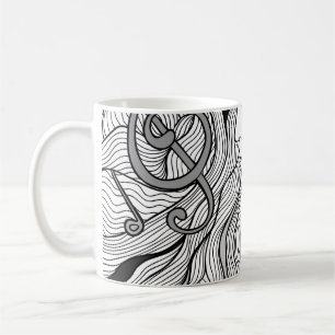 Taza De Café Chica y música. Ilustracion de época. Ropa negra