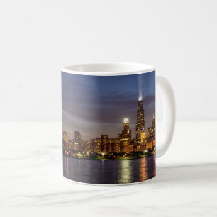 Taza De Café Chicago Cityscape Night Coffee Mug