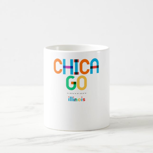 Taza De Café Chicago Illinois Mid Century, Pop Art, (Centro)