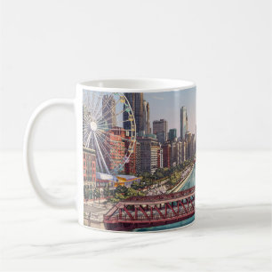 Taza De Café Chicago Illinois Recuerdo del horizonte del río