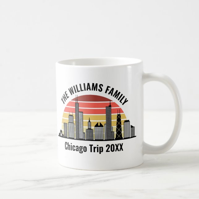Taza De Café Chicago Sunset Custom Family Trip Keepsake (Derecha)