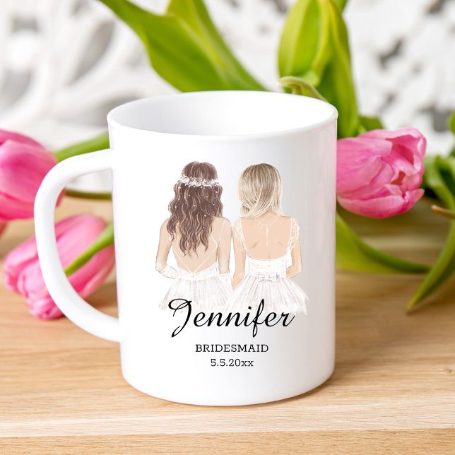 Taza De Café chicas acuarela, dama de honor Personalizado  (Subido por el creador)