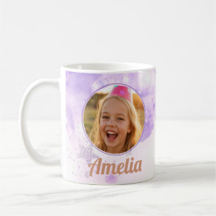 Taza De Café Chicas Burbujas Moradas Foto Nombre Cumpleaños