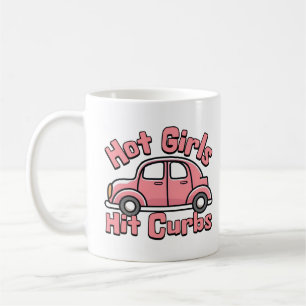 Taza De Café Chicas calientes golpean frascos Funny auto rosado