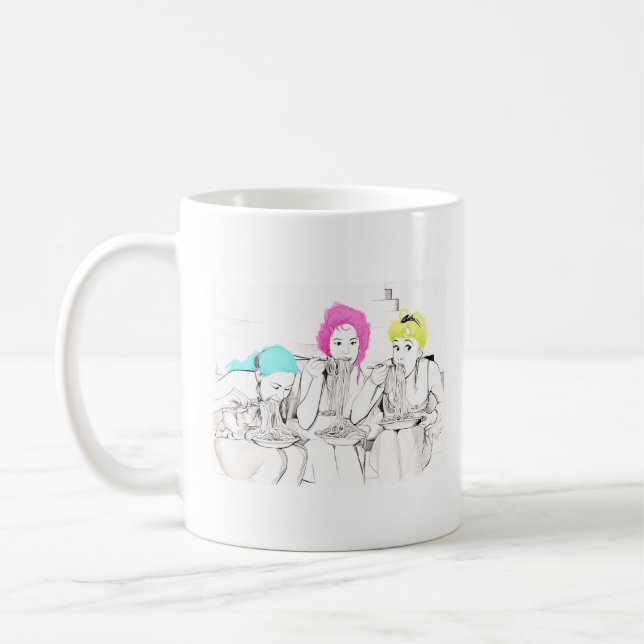 TAZA DE CAFÉ CHICAS COMIENDO SPAGHETTI (Izquierda)