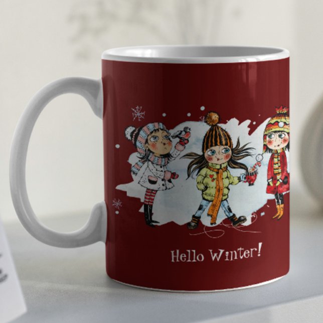 Taza De Café Chicas cortos en invierno con Navidades Snowman (Subido por el creador)