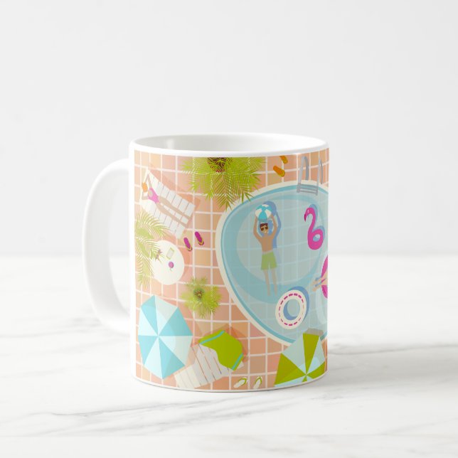 Taza De Café Chicas de bikini y chicos jugando al billar (Anverso izquierdo)