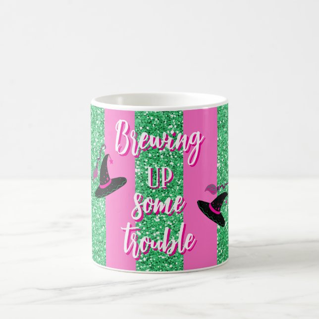 Taza De Café Chicas de brujería Personalizado de Halloween rosa (Centro)