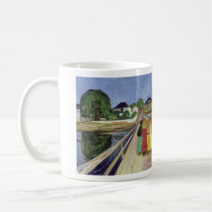 Taza De Café Chicas de Edvard Munch Painting en el puente (c 19