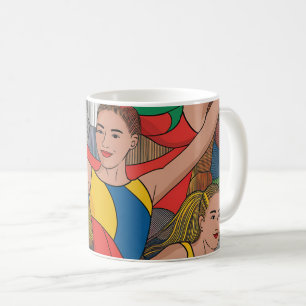 Taza De Café Chicas de gimnasia acro bailarinas patrón colorido