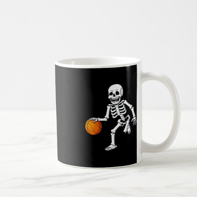 Taza De Café Chicas de Halloween Skeleton Dribbling Baloncesto (Derecha)