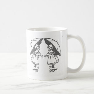 Taza De Café Chicas de la sombrilla retro