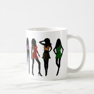 Taza De Café Chicas de moda de estilo moderno Silhouette Mug