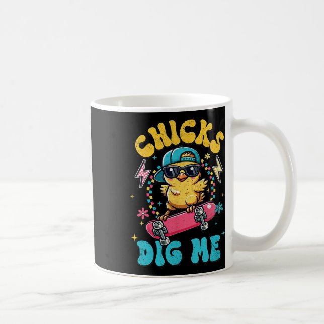 Taza De Café Chicas divertidas me cavan para hombres niños niño (Derecha)