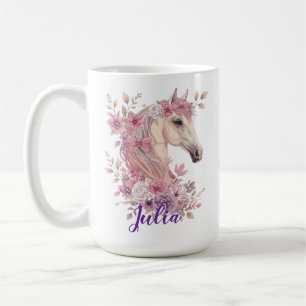 Taza De Café Chicas Lindos Caballos Flor Pastel Poni