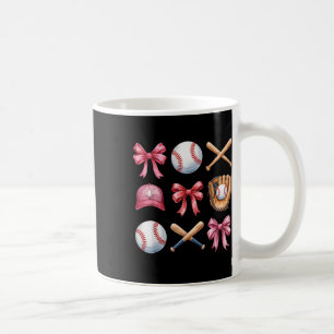 Taza De Café Chicas mujeres de béisbol Coquette Bow saludan a m