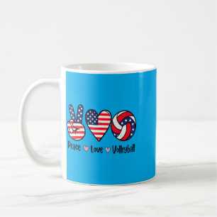 Taza De Café Chicas Paz Amor Voleibol 4 de Julio Americano