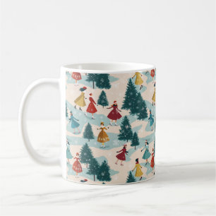 Taza De Café Chicas Retro Cute Patinaje Hielo