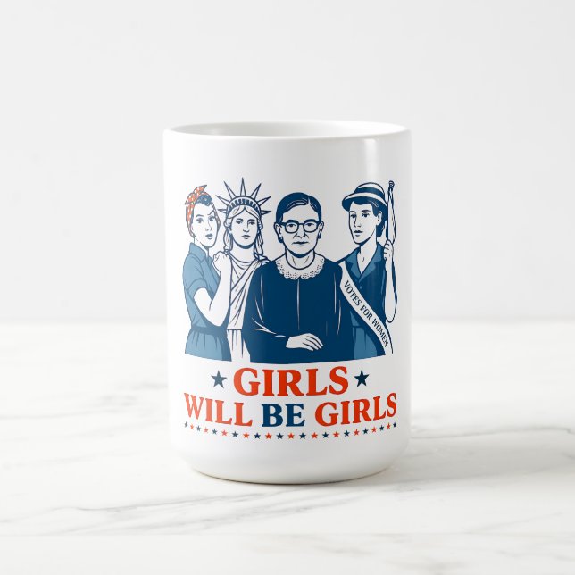 Taza De Café Chicas serán Chicas Feminista Patriótica 4 de juli (Centro)