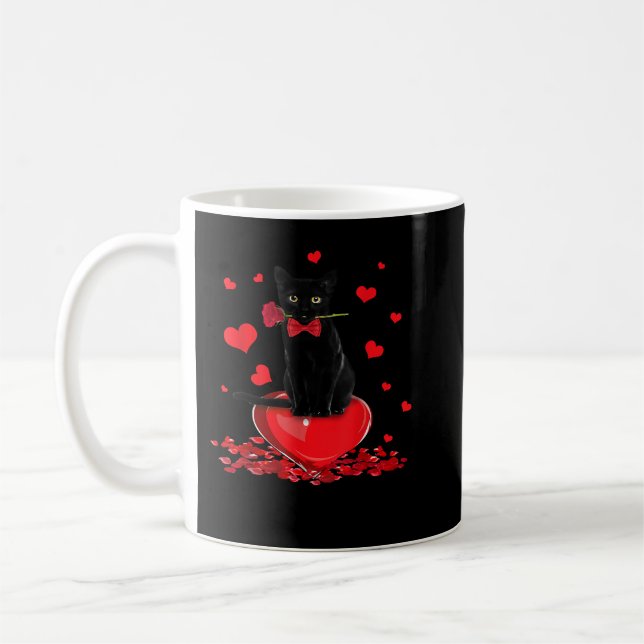 Taza De Café Chicas Valentin, Día de San Valentín de Gato Negro (Izquierda)