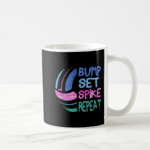 Taza De Café Chicas Voleibol Bump Set Spike Repetir Blue Purple