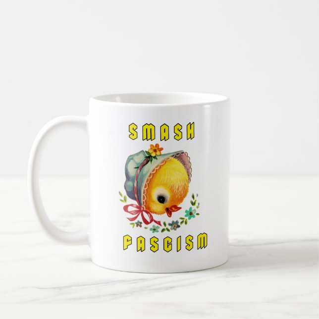 Taza De Café Chick retro lindo - sacudir el fascismo (Izquierda)