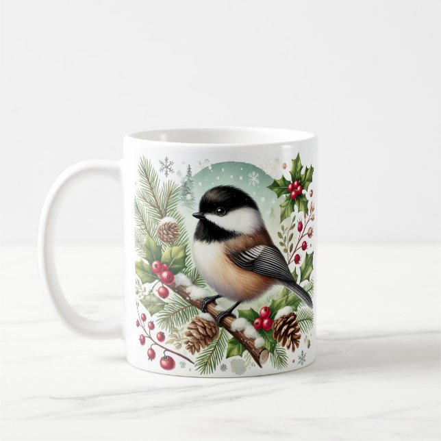 Taza De Café Chickadee Holiday (Izquierda)