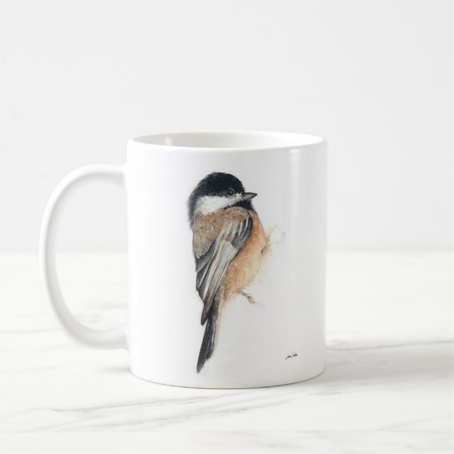 Taza De Café Chickadee Watercolor Art Coffee Mug (Izquierda)