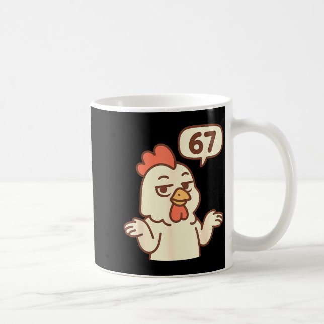 Taza De Café Chicken 67 Meme Six Seven Funny Gen Alpha  (Derecha)