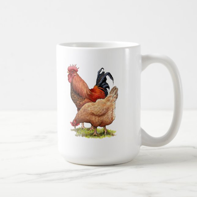 Taza De Café Chicken And Rooster Art, Poultry, Farm Animals (Derecha)