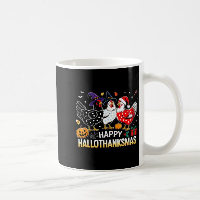Taza De Café Chicken Halloween Thanksgiving Funny Happy Halloth (Derecha)