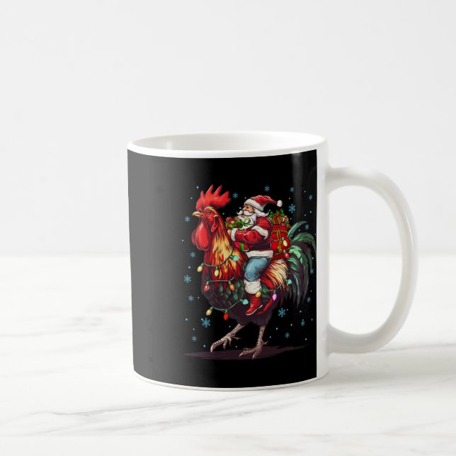 Taza De Café Chicken Lover Xmas Divertido Santa Riendo Pollo Ch (Derecha)