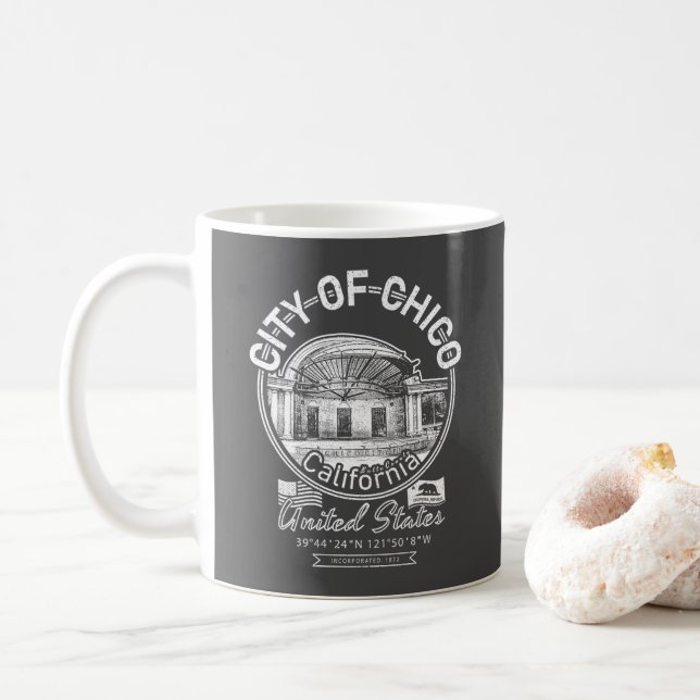 TAZA DE CAFÉ CHICO BUTTE CALIFORNIA - CHICO CITY PLAZA (Con donut)