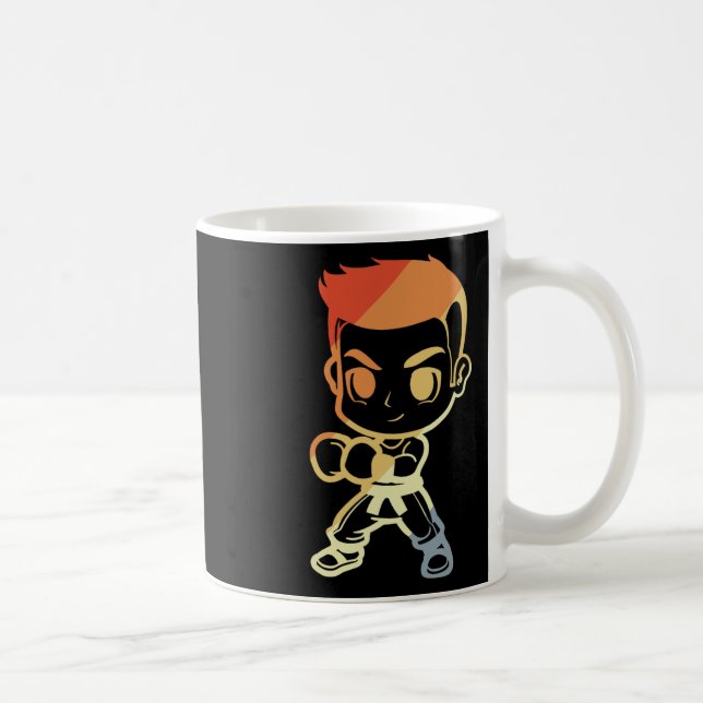 Taza De Café Chico kickboxing Dibujo animado Mirar Kickboxer Ka (Derecha)