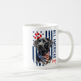 Taza De Café Chico Patriótico Labrador Negro con Bandera de EE.