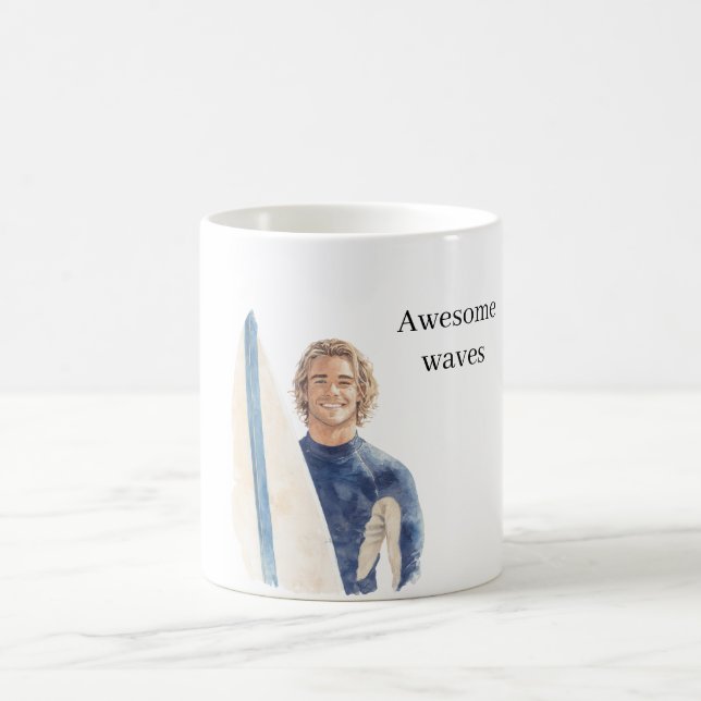 Taza De Café Chico Rubio Surfista Tabla De Surf (Centro)