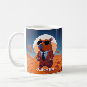 Taza De Café Chigüiro Gracioso Personalizado Con Traje En Marte