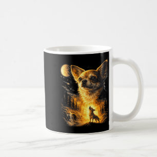 Taza De Café Chihuahua aullando a la luna chihuahua divertido m